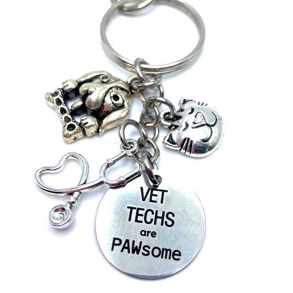 Vet Techs Are Pawsome Keychain Purse Charm Veterinarian Technician Gift - Picture 4 of 4